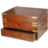 COIN AND OTHER CABINETS, A small Regency Brass Bound Hardwood Campaign Chest, 435mm wide x 330mm