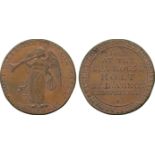 BRITISH 18th CENTURY TOKENS, David Arnot, Copper Halfpenny, obv figure of Fame standing, blowing a