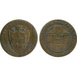 BRITISH 18th CENTURY TOKENS, Dunham & Yallop, Copper Halfpenny, 1792, obv shield of arms of the city