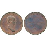 BRITISH 18th CENTURY TOKENS, George Barker, Copper Penny, 1800, obv female bust in profile right,