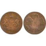 BRITISH 18th CENTURY TOKENS, Stephen & Thomas Ashley, Copper Halfpenny, 1795, obv Grocer’s arms