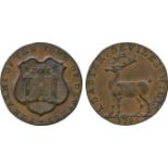 BRITISH 18th CENTURY TOKENS, Joseph Baster, Copper Halfpenny, 1796, obv shield of arms, THE ARMS