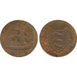 BRITISH 18th CENTURY TOKENS, William Absolon, Copper Halfpenny, 1792, obv ship under sail to