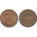 BRITISH 18th CENTURY TOKENS, Joseph Baster, Copper Halfpenny, 1796, obv shield of arms, THE ARMS