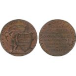 BRITISH 18th CENTURY TOKENS, John Allin, Copper Halfpenny, 1796, obv man standing, holding a flag,