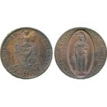 BRITISH 18th CENTURY TOKENS, George Hollington Barker, Copper Halfpenny, 1797, obv shield of arms,
