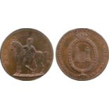 BRITISH 18th CENTURY TOKENS, Thomas Tallant, Copper Halfpenny, 1795, obv light horseman standing