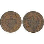 BRITISH 18th CENTURY TOKENS, William Allen, Copper Halfpenny, 1795, obv shield of arms, WILLIAM