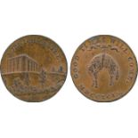 BRITISH 18th CENTURY TOKENS, Richard Bacon, Copper Halfpenny, 1794, obv view of a castle and bridge,