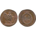 BRITISH 18th CENTURY TOKENS, Thomas Tallant, Copper Halfpenny, 1795, obv light horseman standing