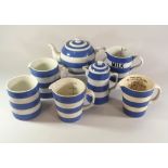 GREEN'S CORNISH WARE.
Four various Green's Cornish Ware jugs etc. Largest jug, teapot & jar with