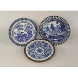 BLUE & WHITE.
Three 19th century blue & white, reticulated plates. Largest 19cm. CONDITION