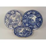 BLUE & WHITE.
A 19th century blue & white transfer printed plate in the Zebra pattern by Rogers, a