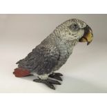 AUSTRIAN BRONZE PARROT.
A late 19th/early 20th century Austrian, cold painted bronze model of an