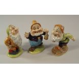 BESWICK WALT DISNEY.
Three Beswick Walt Disney dwarves, Sleepy, Happy & Sneezy. Gold backstamps.
