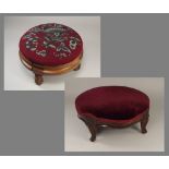 FOOTSTOOLS.
Two Victorian upholstered footstools. CONDITION REPORTS: The beaded stool has signs of