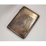 CARD CASE.
An engraved silver card case. Chester 1910.
9.6.x 6cm. CONDITION REPORTS: Hinge broke.