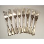 SILVER FORKS.
A set of six William IV, fiddle & thread pattern silver forks, by Mary Chawner, London