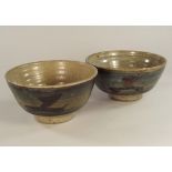 LEACH STANDARD WARE.
Two Leach Pottery Standard Ware 'Z' pattern bowls. Impressed Pottery seals.