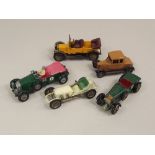MATCHBOX MODELS OF YESTERYEAR.
Five unboxed models Nos: Y5, Y5, Y8, Y10 & Y13.  CONDITION REPORTS: