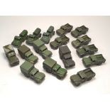 DINKY TOYS.
Military models: Thirteen 1 ton Cargo Trucks (641) 6 with covers & three Water