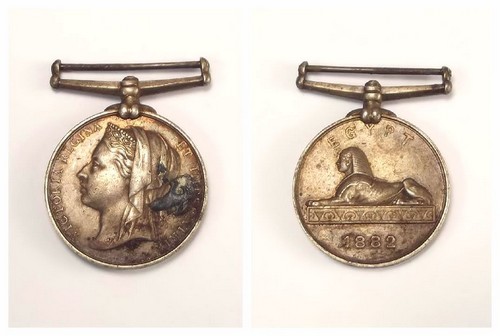 EGYPT NAVAL MEDAL.
Egypt Medal with dated reverse. Engraved: 'W. H RUTTER. STK'R. HMS
