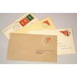 CHANNEL ISLANDS WWII OCCUPATION POSTAL ITEMS.
Two bisect stamp Guernsey covers franked 1940 & one