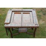 Inlaid wood and MOP Damascus triple games table, approximately three years work for a Syrian