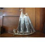 Super Art Deco chrome model of stylised three masted ship, 16½”  illustrated