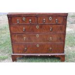 C18th Dutch walnut chest of two short and three graduated long drawers with folding brush slide 35”