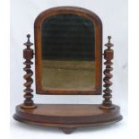 19th century mahogany dressing table swing mirror with twist supports