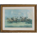 Michael Lyne, pencil signed horse racing print, with blindstamp, published 1972, 93x65cm, framed &