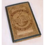 Philips' 19th century fold-out coloured map of the United States of America, containing a hand-