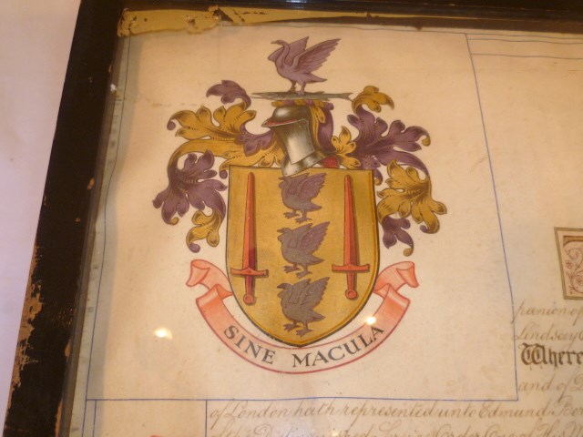 Illuminated Grant of Arms document with wax seals, awarded to Richard Christopher Sennett, the - Image 3 of 3