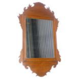 George III design mahogany fretwork surround wall mirror, 80cm high