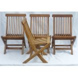 Four children's folding hardwood chairs