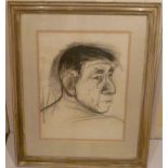 Josef Herman RA [1911-2000], charcoal / pencil portrait on paper of a man with dark hair, possibly a