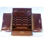 19th century mahogany desk-top stationery cabinet box with sloping front, ivory label for Houghton &