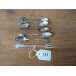 SIX SPOONS  (ENGLISH AND CONTINENTAL SIL