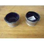 PAIR OF SILVER SALTS WITH BLUE LINERS BI