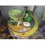 5 PLATES INC ROYAL DOULTON, 2 PIECES OF CARLTONWARE AND A LIMOGES VASE T