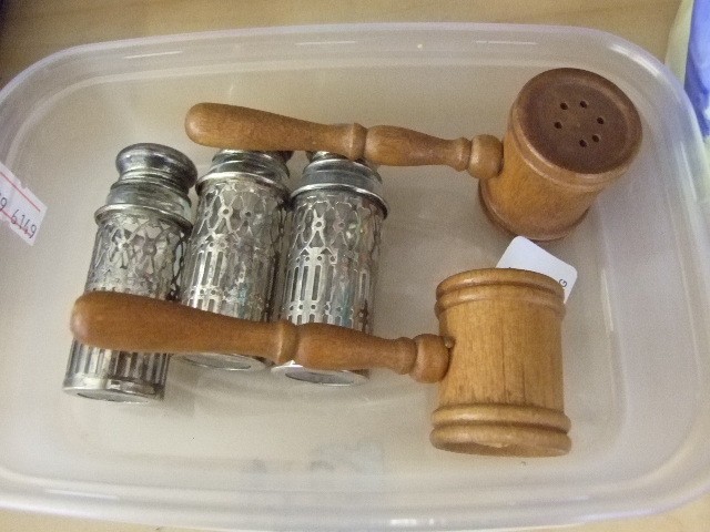 GAVEL CRUET AND ONE OTHER