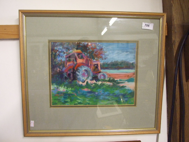 FRAMED AND GLAZED MARK GOLDSWORTHY - PICTURE OF TRACTOR