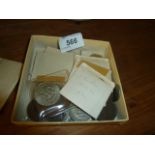 A SMALL BOX OF VARIOUS SILVER AND COPPER COINS SOME SILVER