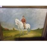 FRAMED OIL ON BOARD OF LADY ON HORSEBACK - DOUGLAS COOPER