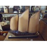 WOODEN 3 MAST SAILING SHIP LAMP