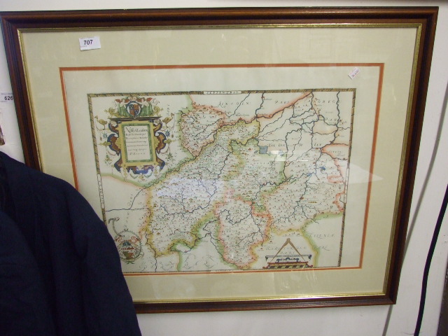 FRAMED AND GLAZED MAP OF NORTHAMPTONSHIRE