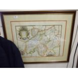 FRAMED AND GLAZED MAP OF NORTHAMPTONSHIRE