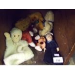 VINTAGE SAILOR DOLL, DOLLS HEAD, 3 BEARS, MONKEY, PUPPET AND TY MONKEY