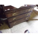 CHEST OF 3 DRAWERS WITH BRUSH SLIDE 34" WIDE WITH OVAL BRASS FURNITURE ON BRACKET FEET